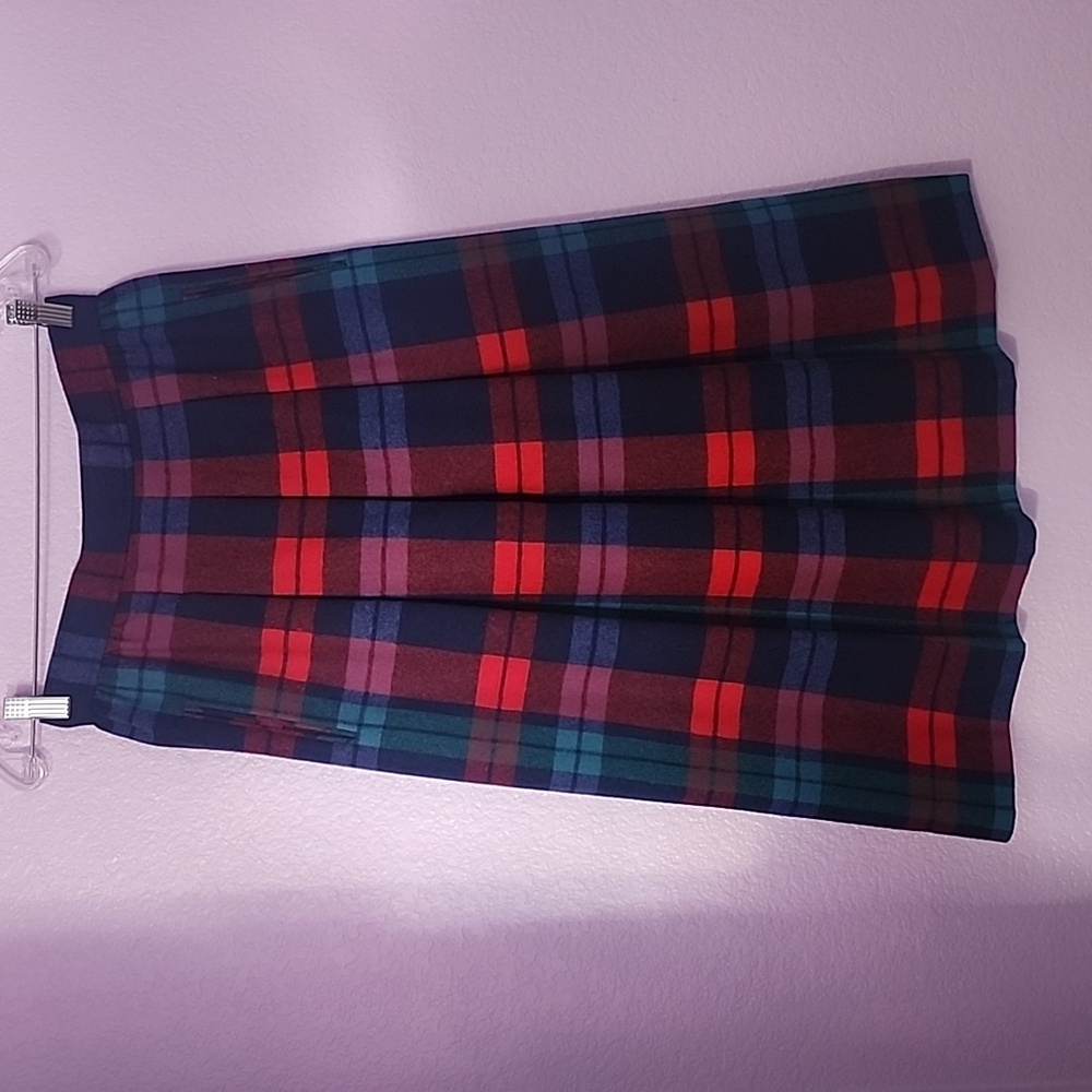 EUC Vintage Pendleton Wool Tartan Plaid Red Blue Green Skirt Size 10